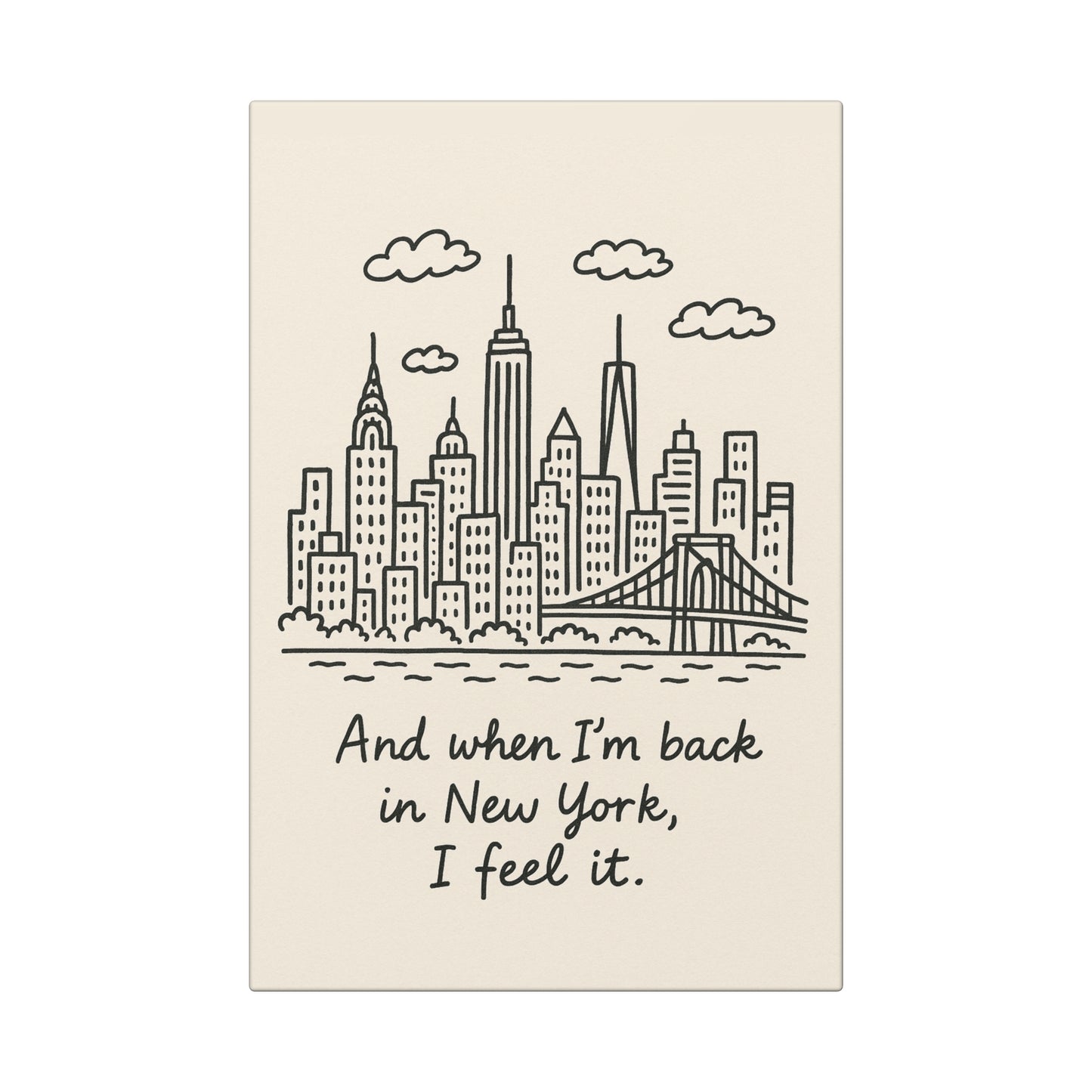 New York Skyline Canvas Art Wraps, City Lover Gift, Home Decor, Wall Art, Inspirational Quote Decoration