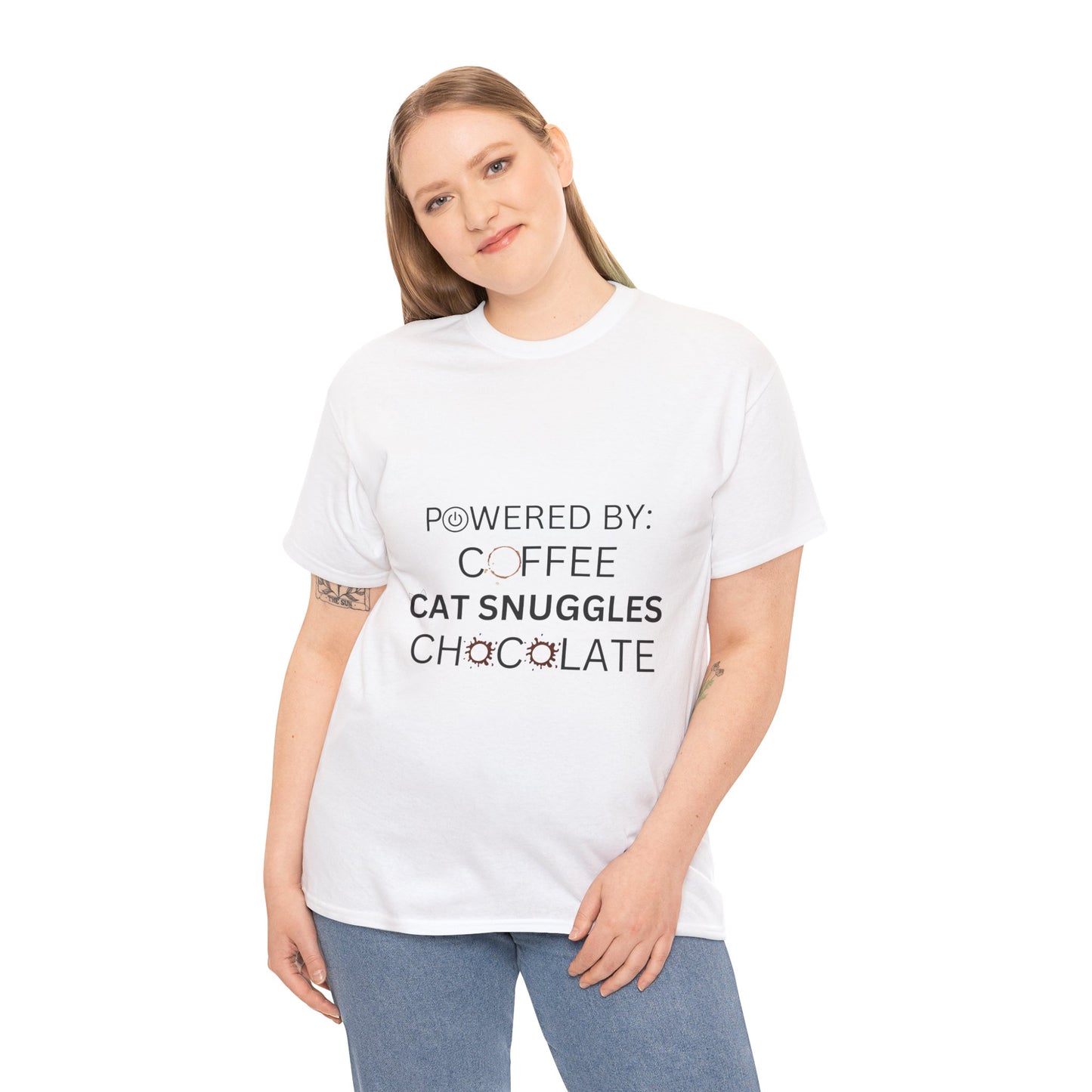 Powered by: Coffee, Cat Snuggles, Chocolate Unisex Tee