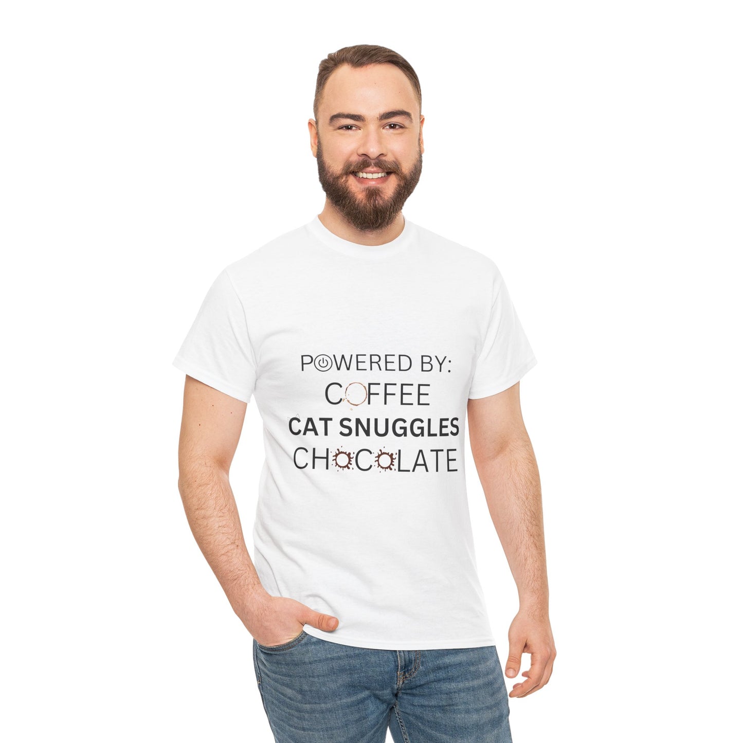 Powered by: Coffee, Cat Snuggles, Chocolate Unisex Tee