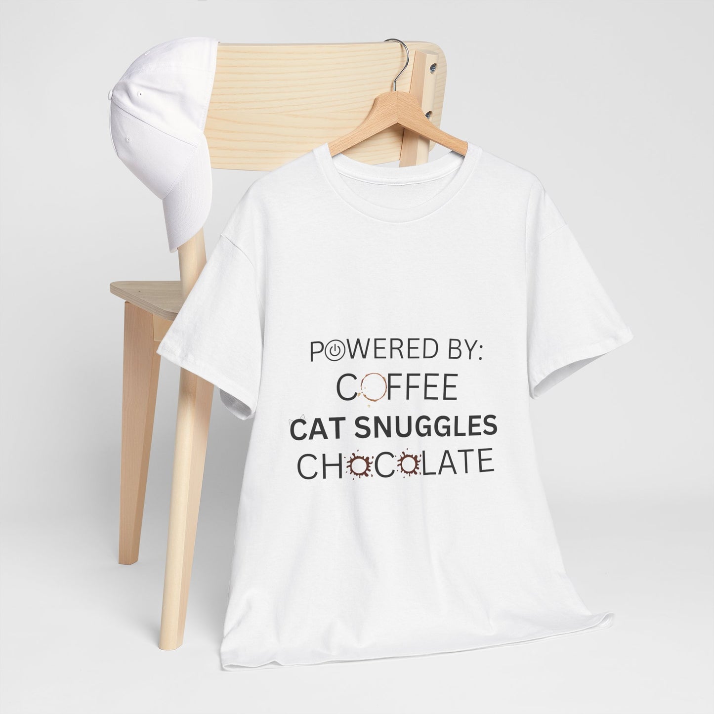 Powered by: Coffee, Cat Snuggles, Chocolate Unisex Tee