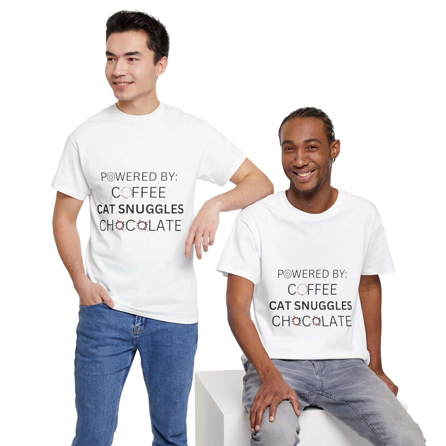 Powered by: Coffee, Cat Snuggles, Chocolate Unisex Tee