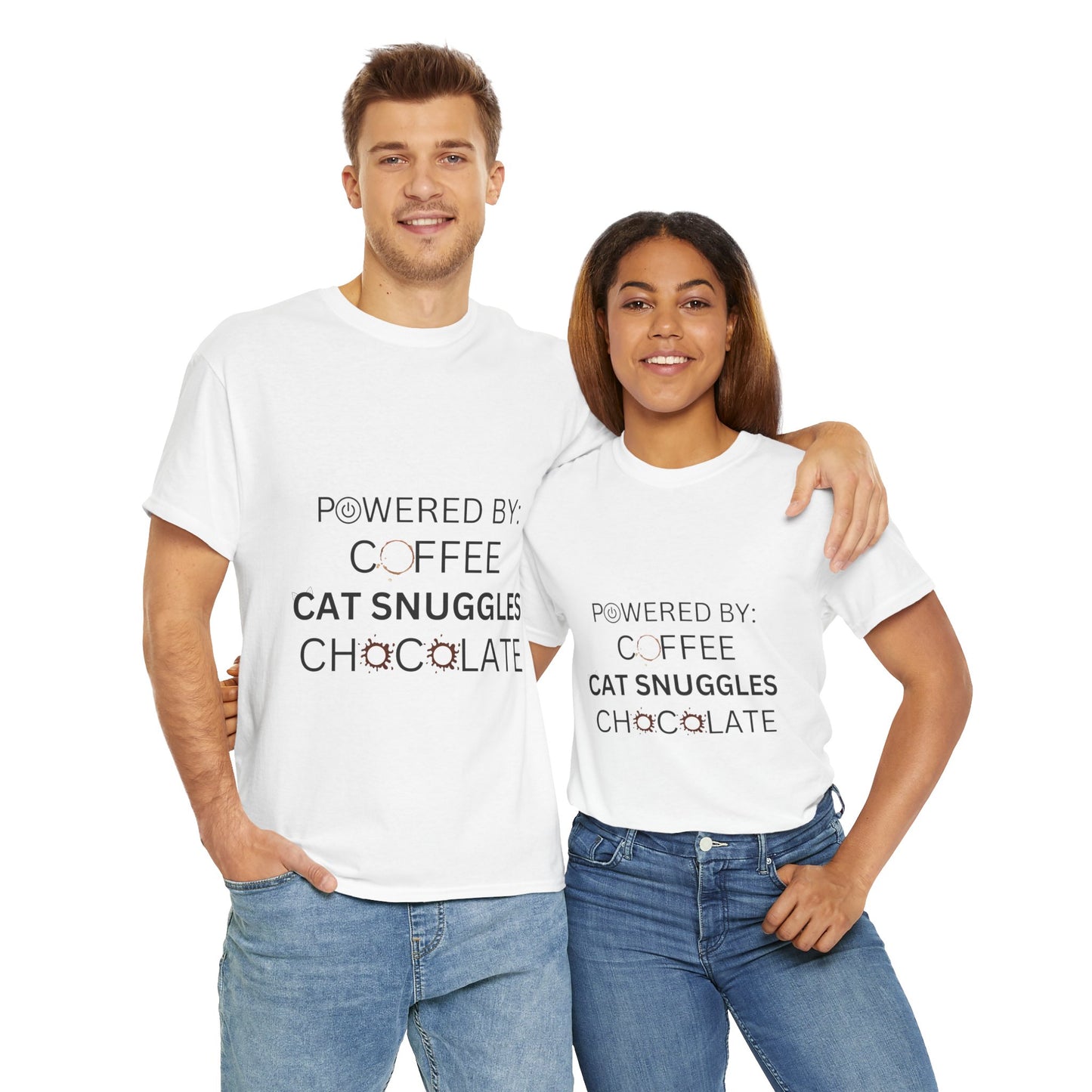 Powered by: Coffee, Cat Snuggles, Chocolate Unisex Tee